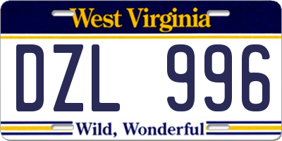 WV license plate DZL996