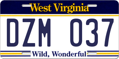 WV license plate DZM037