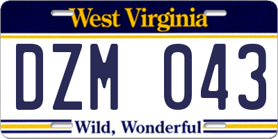 WV license plate DZM043