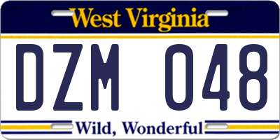 WV license plate DZM048