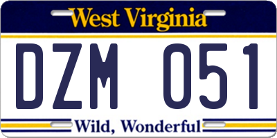 WV license plate DZM051