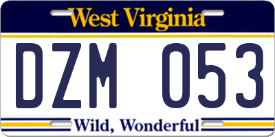 WV license plate DZM053