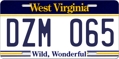 WV license plate DZM065
