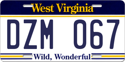 WV license plate DZM067