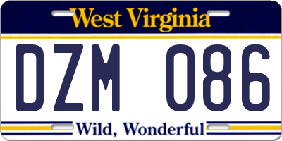 WV license plate DZM086