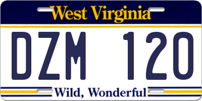 WV license plate DZM120