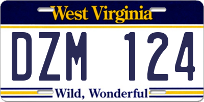 WV license plate DZM124
