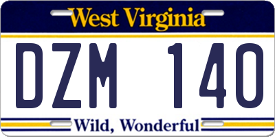 WV license plate DZM140