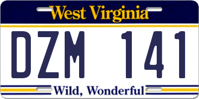 WV license plate DZM141