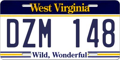 WV license plate DZM148