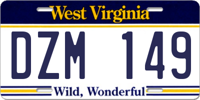 WV license plate DZM149
