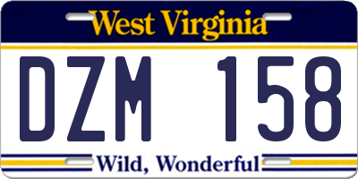 WV license plate DZM158