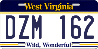 WV license plate DZM162