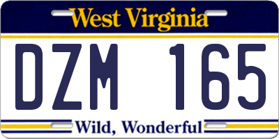 WV license plate DZM165