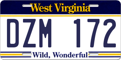 WV license plate DZM172
