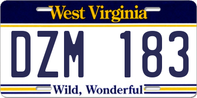 WV license plate DZM183