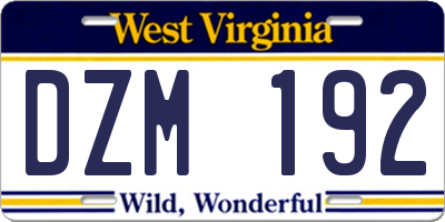 WV license plate DZM192