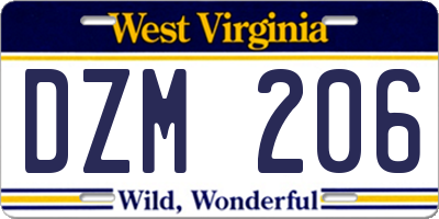 WV license plate DZM206