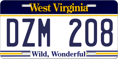 WV license plate DZM208