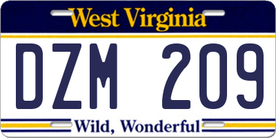 WV license plate DZM209