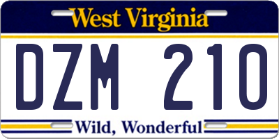 WV license plate DZM210