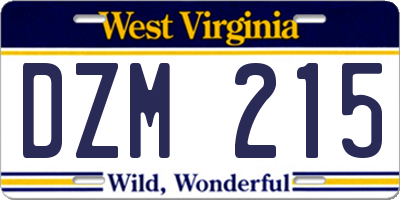 WV license plate DZM215