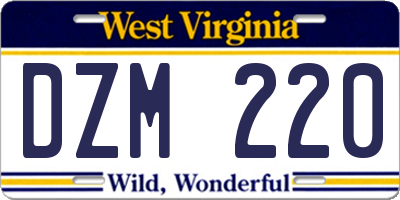 WV license plate DZM220