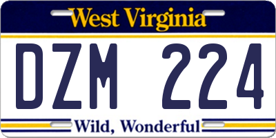WV license plate DZM224