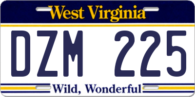 WV license plate DZM225