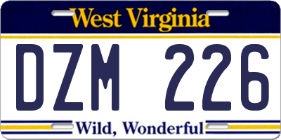 WV license plate DZM226