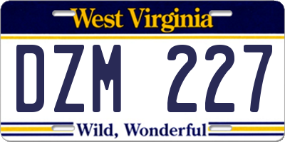 WV license plate DZM227