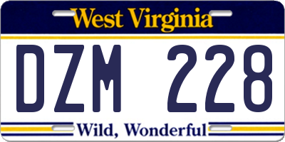 WV license plate DZM228