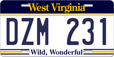 WV license plate DZM231