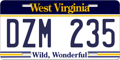 WV license plate DZM235