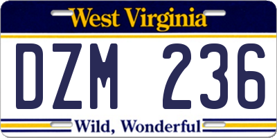 WV license plate DZM236