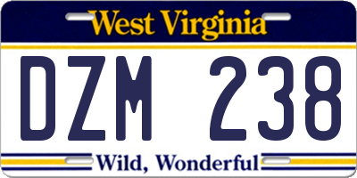 WV license plate DZM238