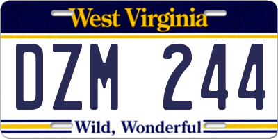 WV license plate DZM244
