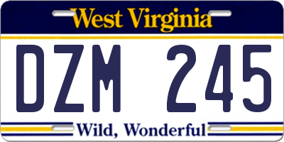 WV license plate DZM245