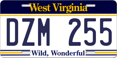 WV license plate DZM255