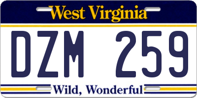 WV license plate DZM259
