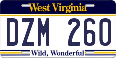 WV license plate DZM260