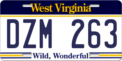 WV license plate DZM263