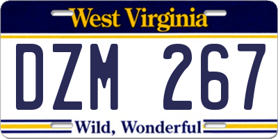 WV license plate DZM267
