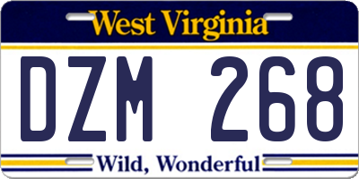 WV license plate DZM268