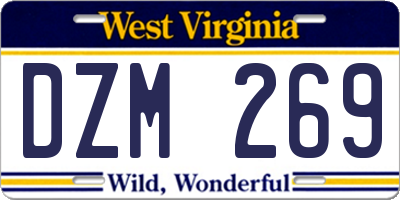 WV license plate DZM269