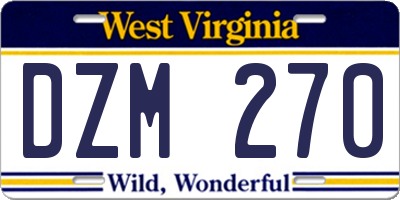 WV license plate DZM270
