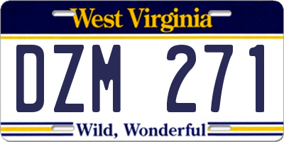 WV license plate DZM271