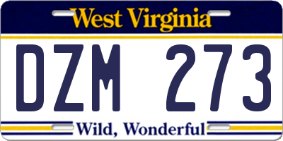 WV license plate DZM273