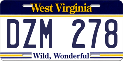 WV license plate DZM278