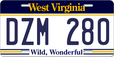 WV license plate DZM280